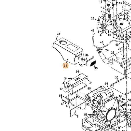 Grasshopper part 644428 — IPL diagram snippet (6x zoom, amber highlight)