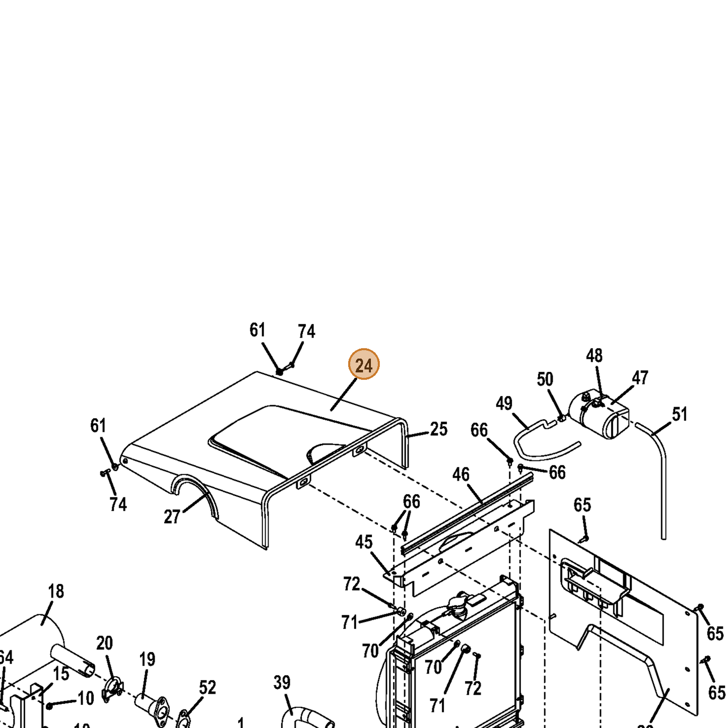 Grasshopper part 644491 — IPL diagram snippet (6x zoom, amber highlight)