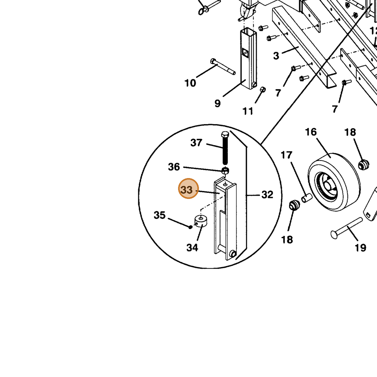 Grasshopper part 644511 — IPL diagram snippet (6x zoom, amber highlight)