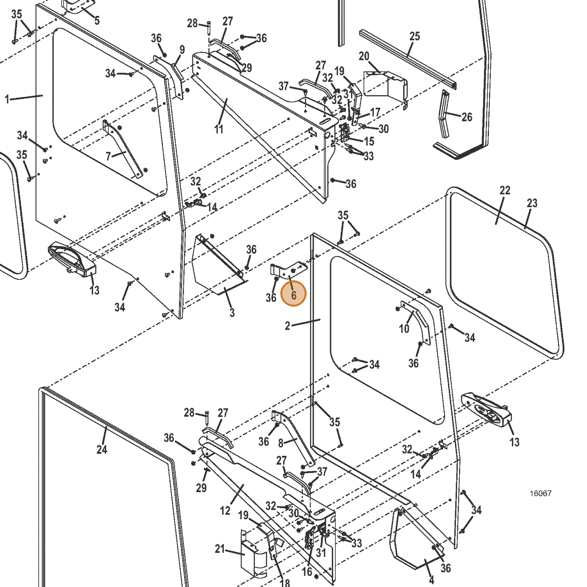 Grasshopper part 644532 — IPL diagram snippet (6x zoom, amber highlight)