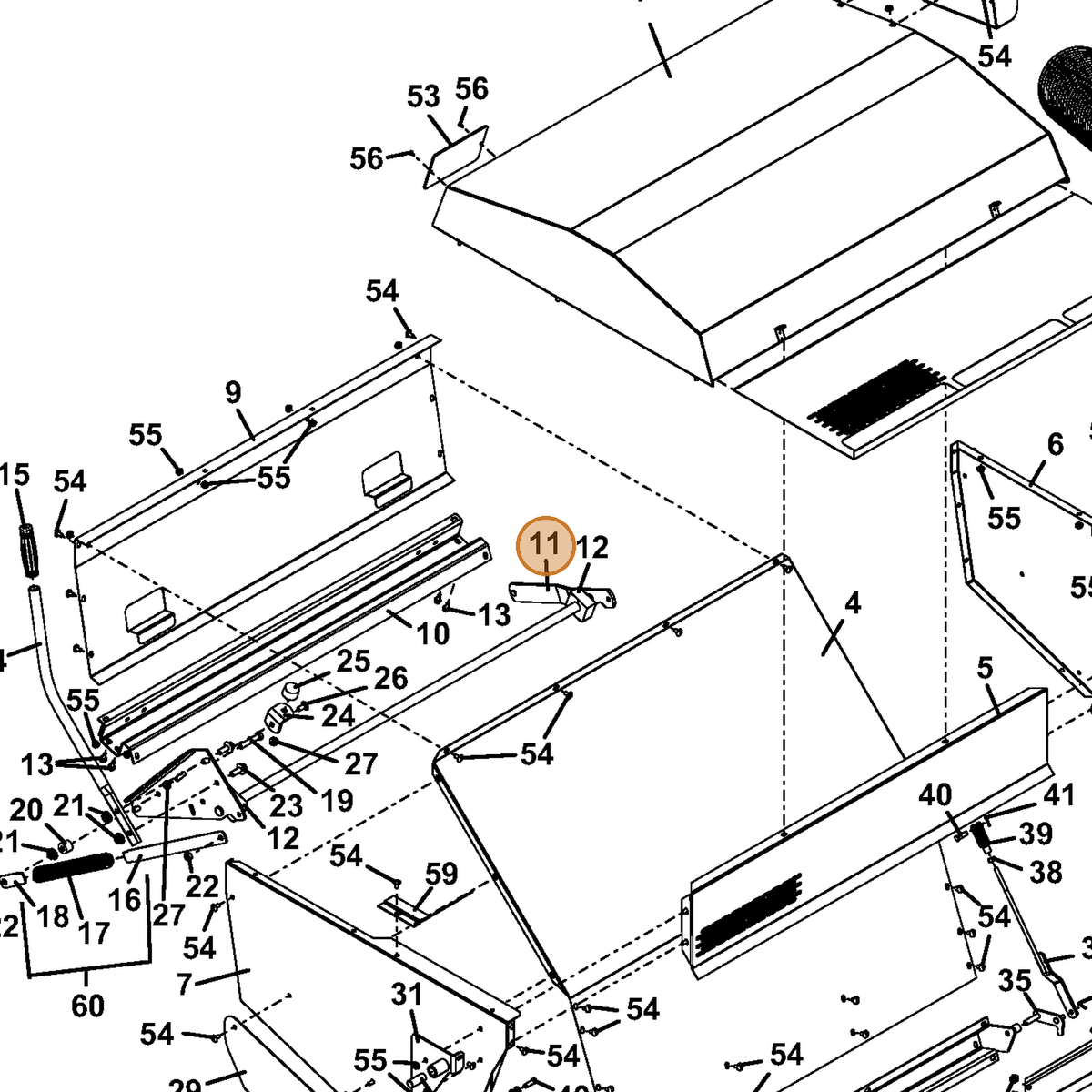 Grasshopper part 644568 — IPL diagram snippet (6x zoom, amber highlight)