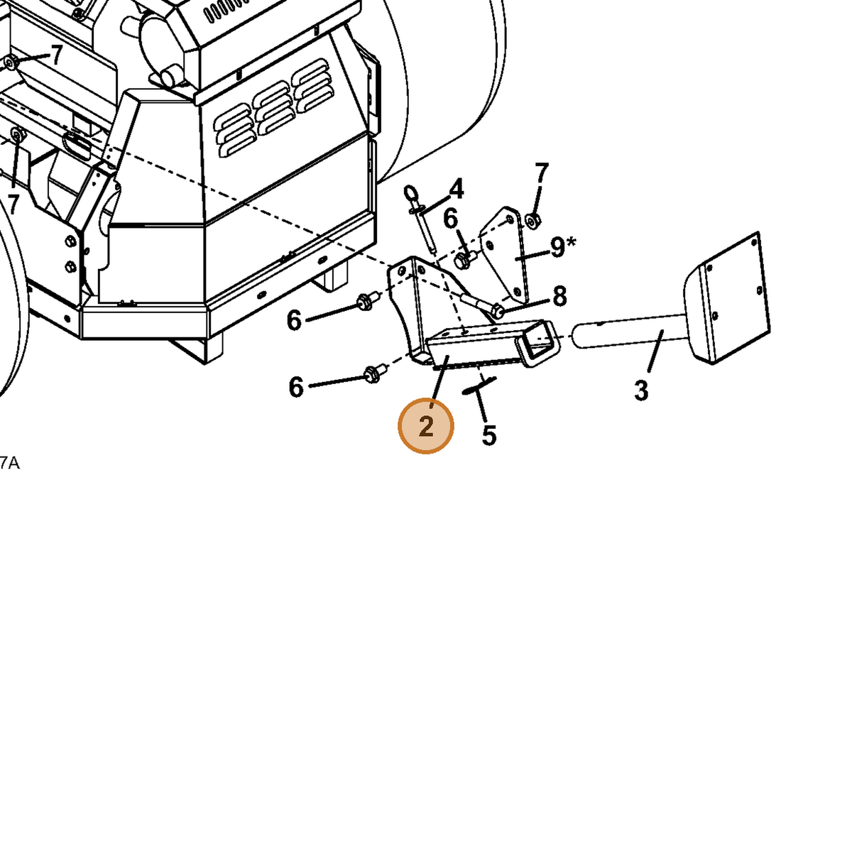 Grasshopper part 644574 — IPL diagram snippet (6x zoom, amber highlight)