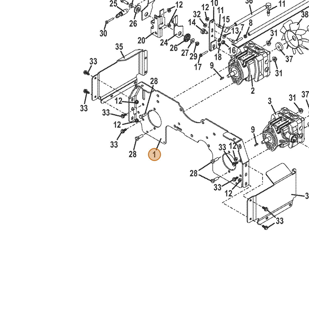 Grasshopper part 644619 — IPL diagram snippet (6x zoom, amber highlight)