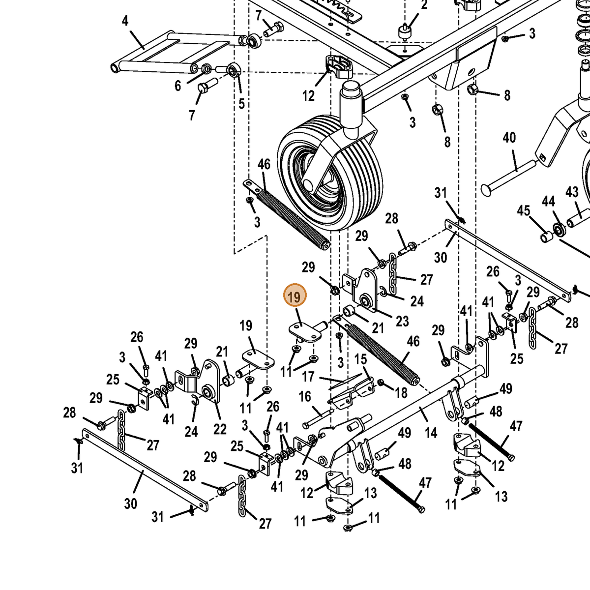 Grasshopper part 644644 — IPL diagram snippet (6x zoom, amber highlight)