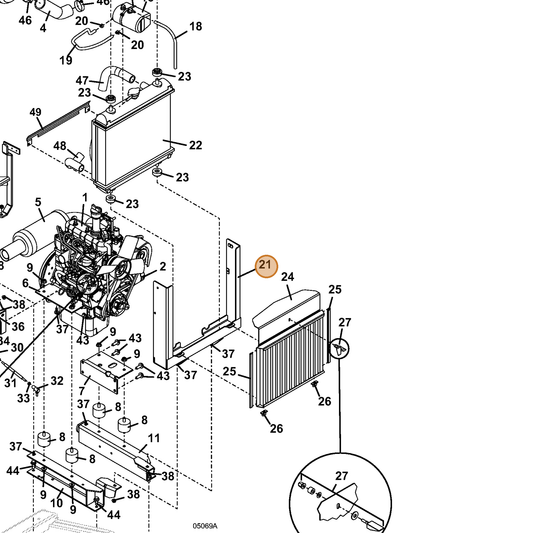 Grasshopper part 644651 — IPL diagram snippet (6x zoom, amber highlight)
