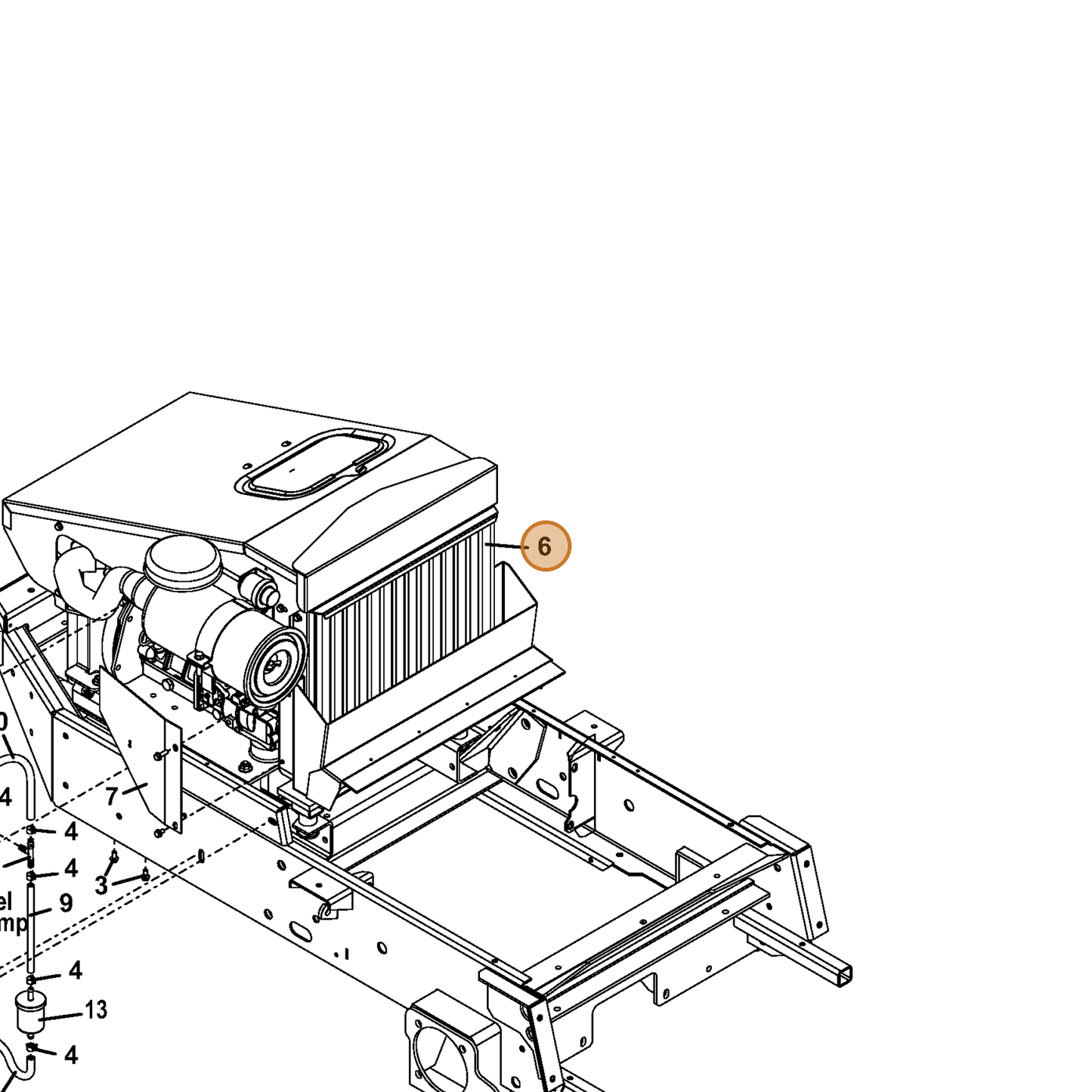Grasshopper part 644667 — IPL diagram snippet (6x zoom, amber highlight)