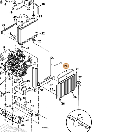 Grasshopper part 644671 — IPL diagram snippet (6x zoom, amber highlight)