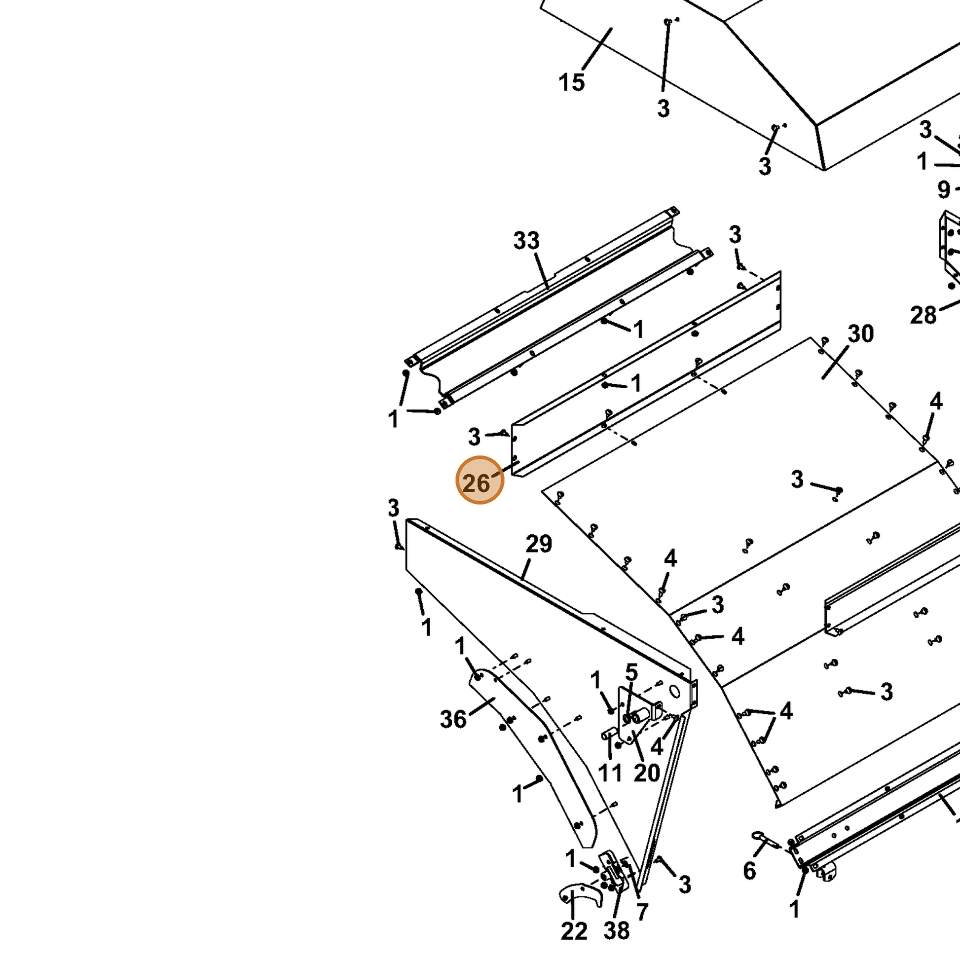 Grasshopper part 644729 — IPL diagram snippet (6x zoom, amber highlight)
