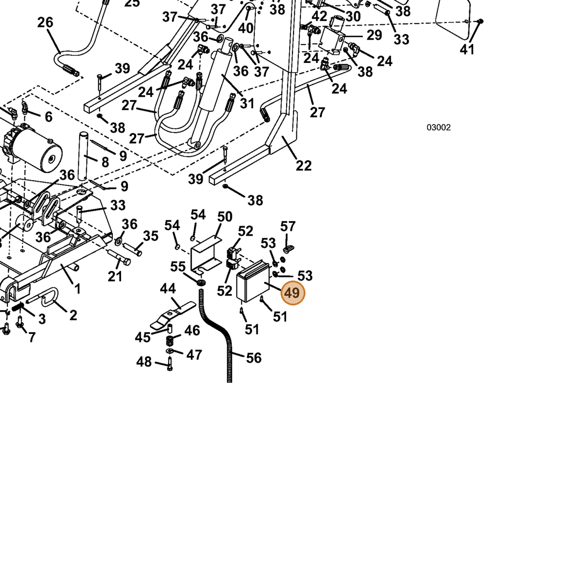 Grasshopper part 644792 — IPL diagram snippet (6x zoom, amber highlight)