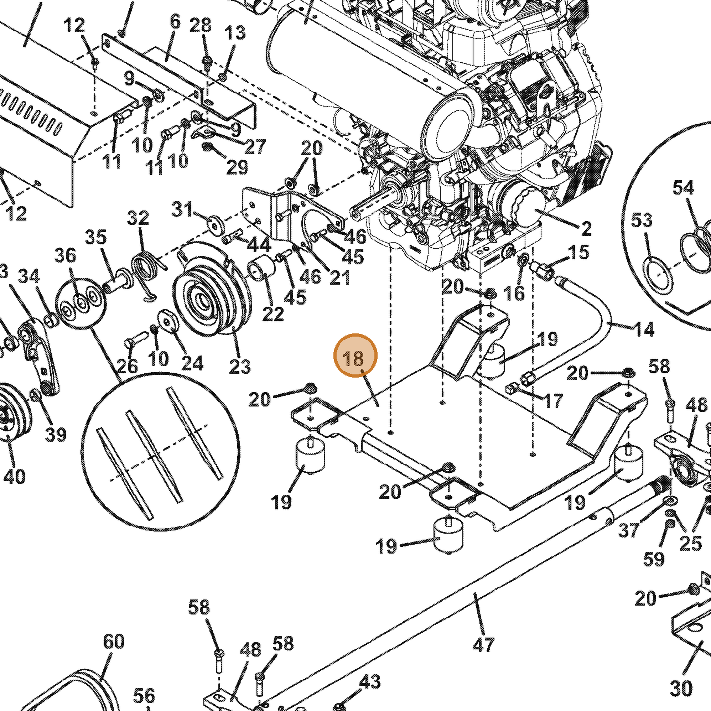 Grasshopper part 644818 — IPL diagram snippet (6x zoom, amber highlight)