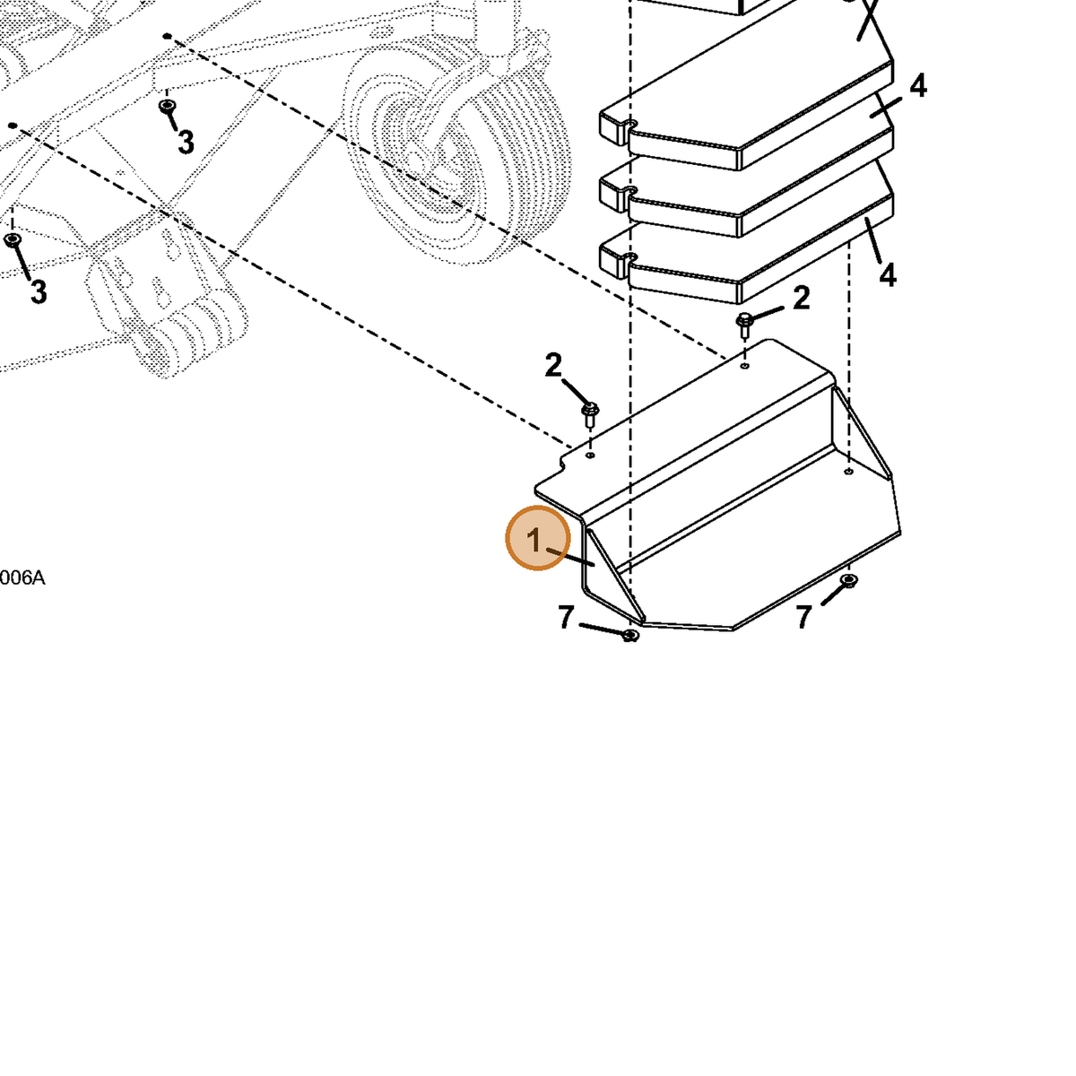 Grasshopper part 644825 — IPL diagram snippet (6x zoom, amber highlight)