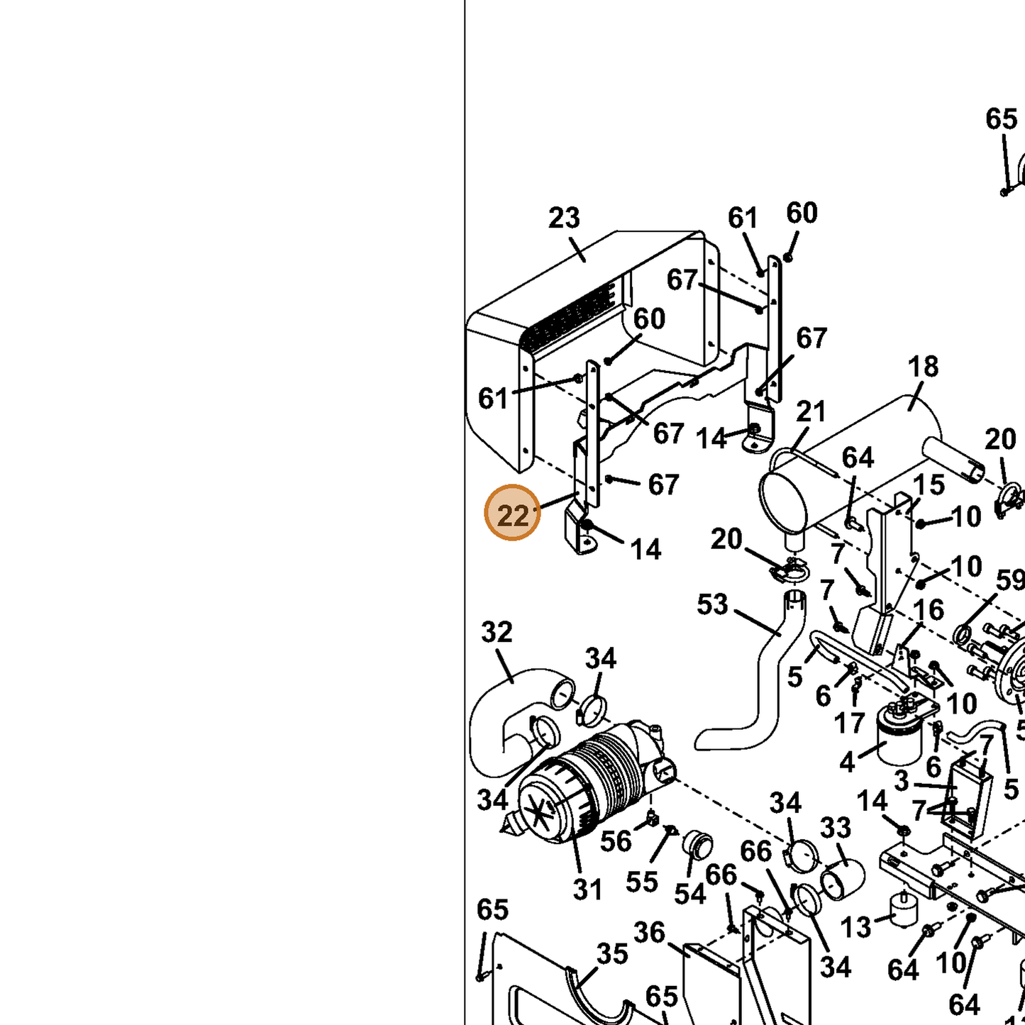 Grasshopper part 644848 — IPL diagram snippet (6x zoom, amber highlight)