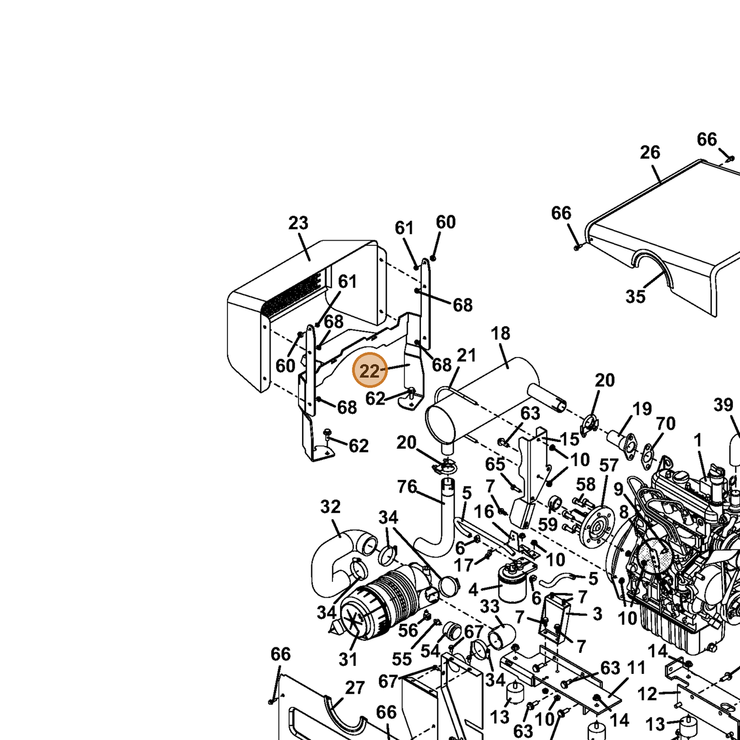 Grasshopper part 644849 — IPL diagram snippet (6x zoom, amber highlight)