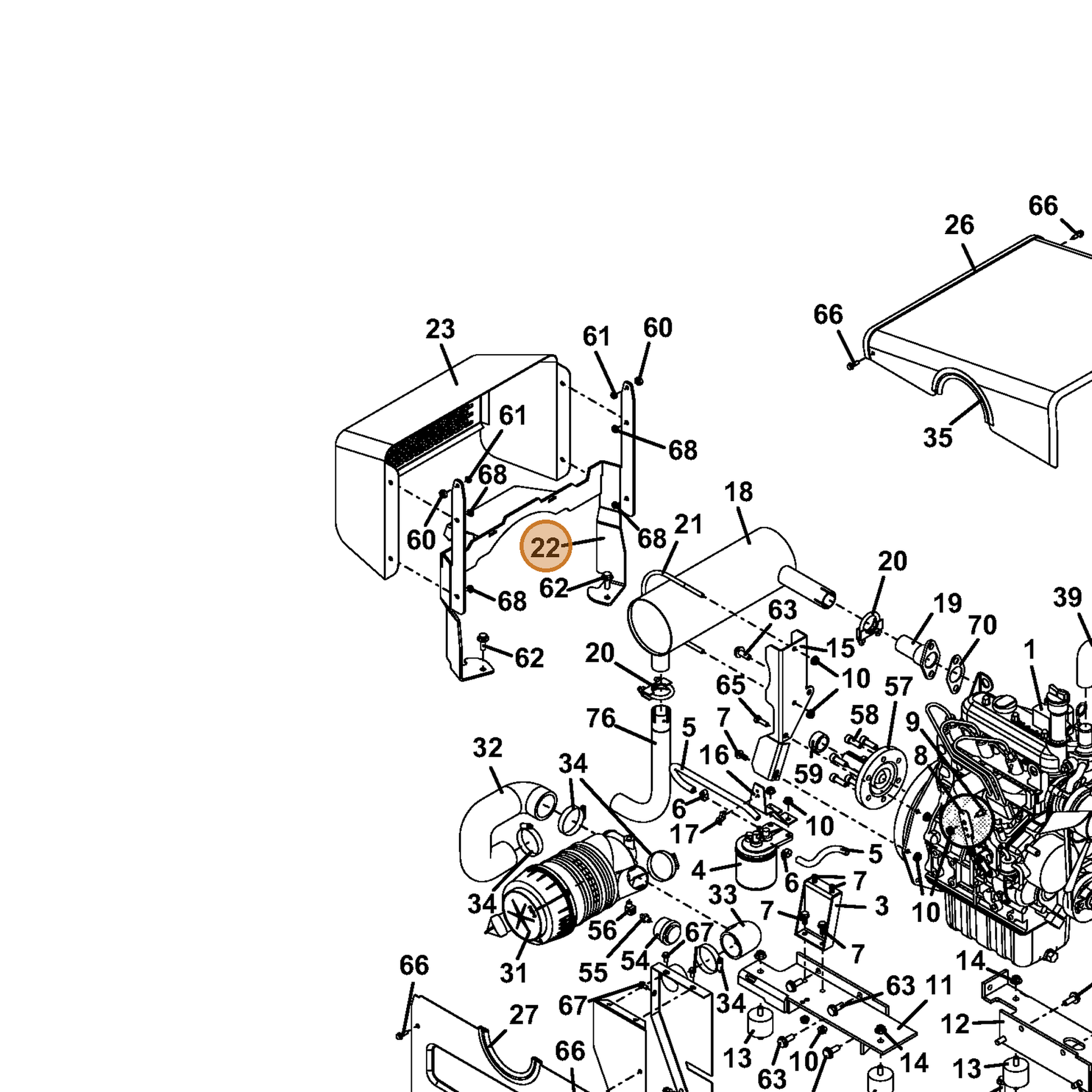 Grasshopper part 644849 — IPL diagram snippet (6x zoom, amber highlight)