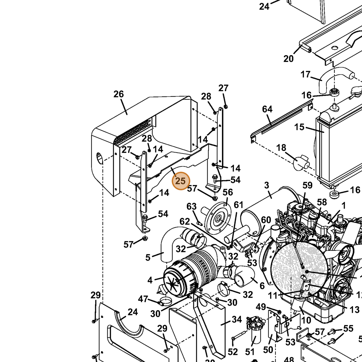 Grasshopper part 644854 — IPL diagram snippet (6x zoom, amber highlight)