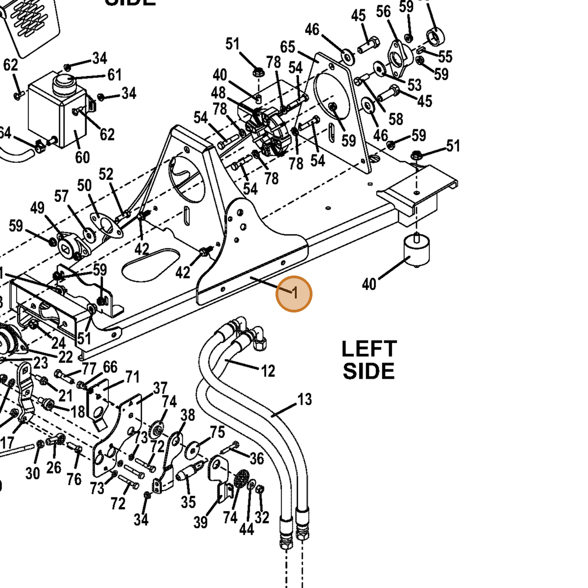 Grasshopper part 644876 — IPL diagram snippet (6x zoom, amber highlight)