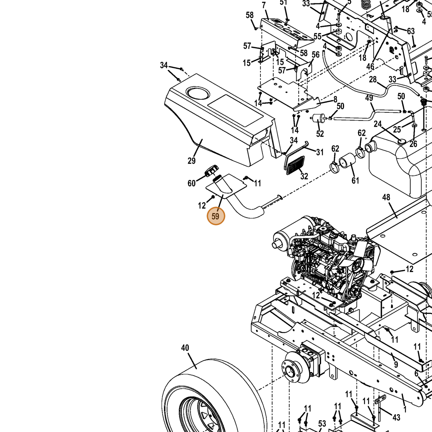 Grasshopper part 644887 — IPL diagram snippet (6x zoom, amber highlight)