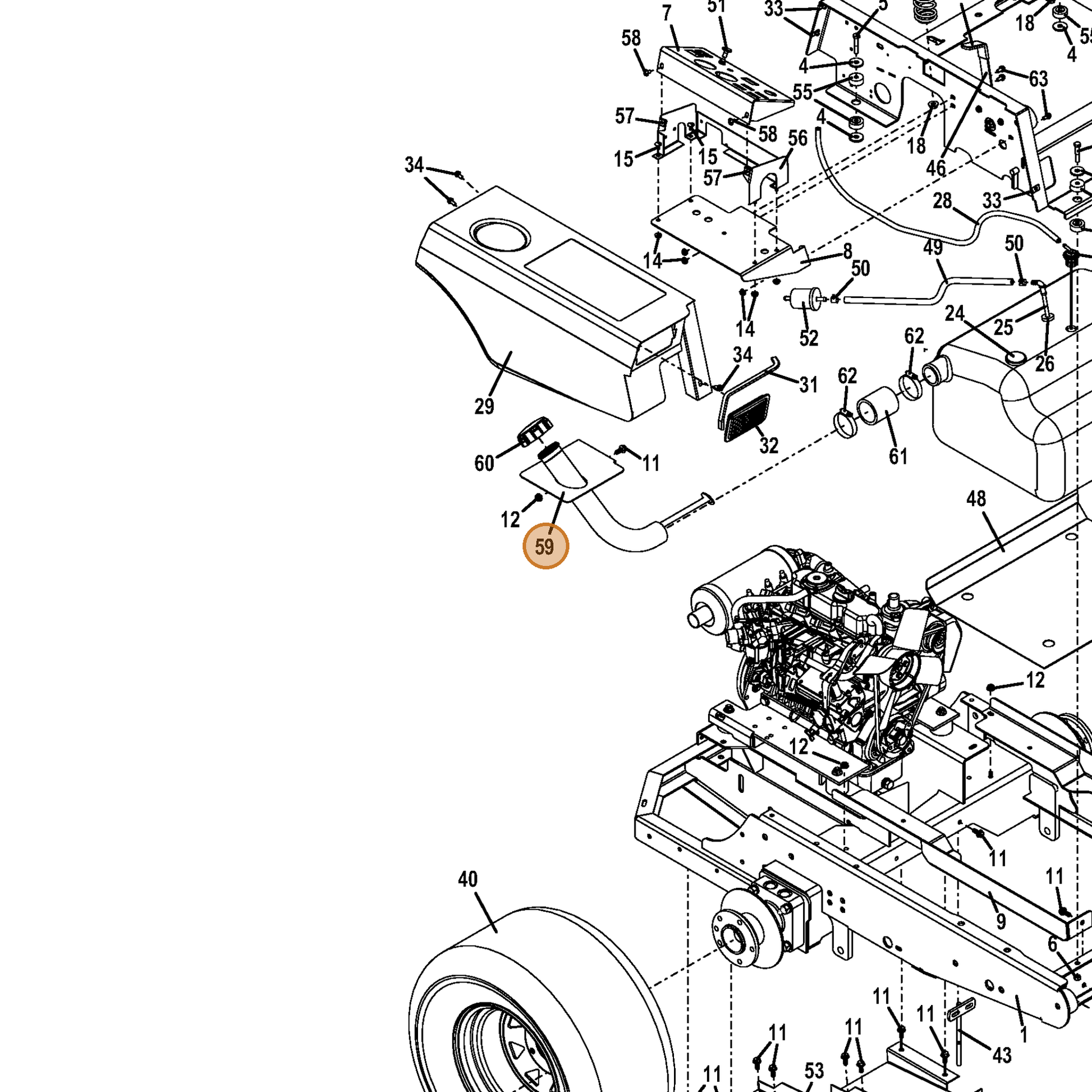 Grasshopper part 644887 — IPL diagram snippet (6x zoom, amber highlight)