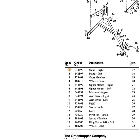Grasshopper part 644896 — IPL diagram snippet (6x zoom, amber highlight)