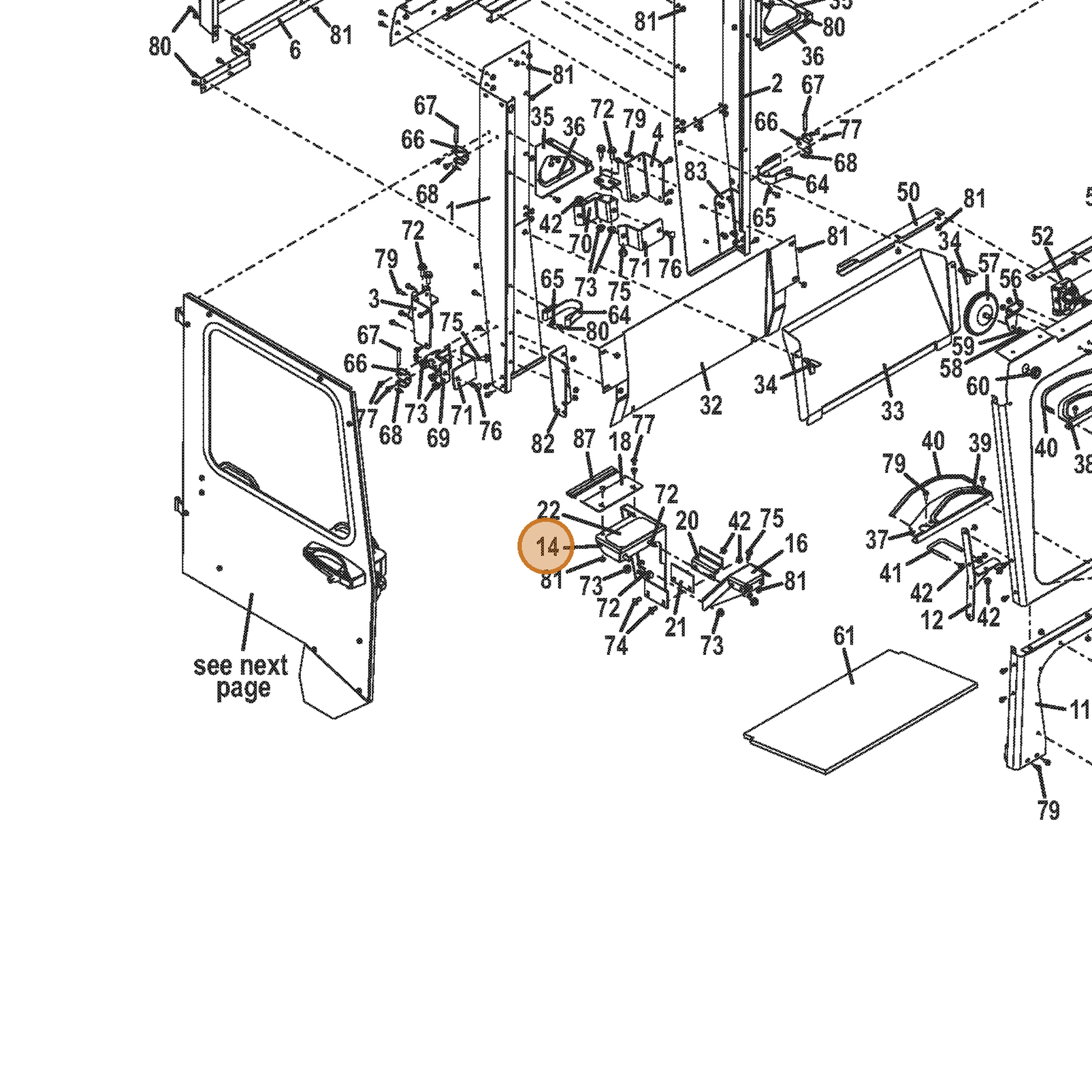 Grasshopper part 645030 — IPL diagram snippet (6x zoom, amber highlight)