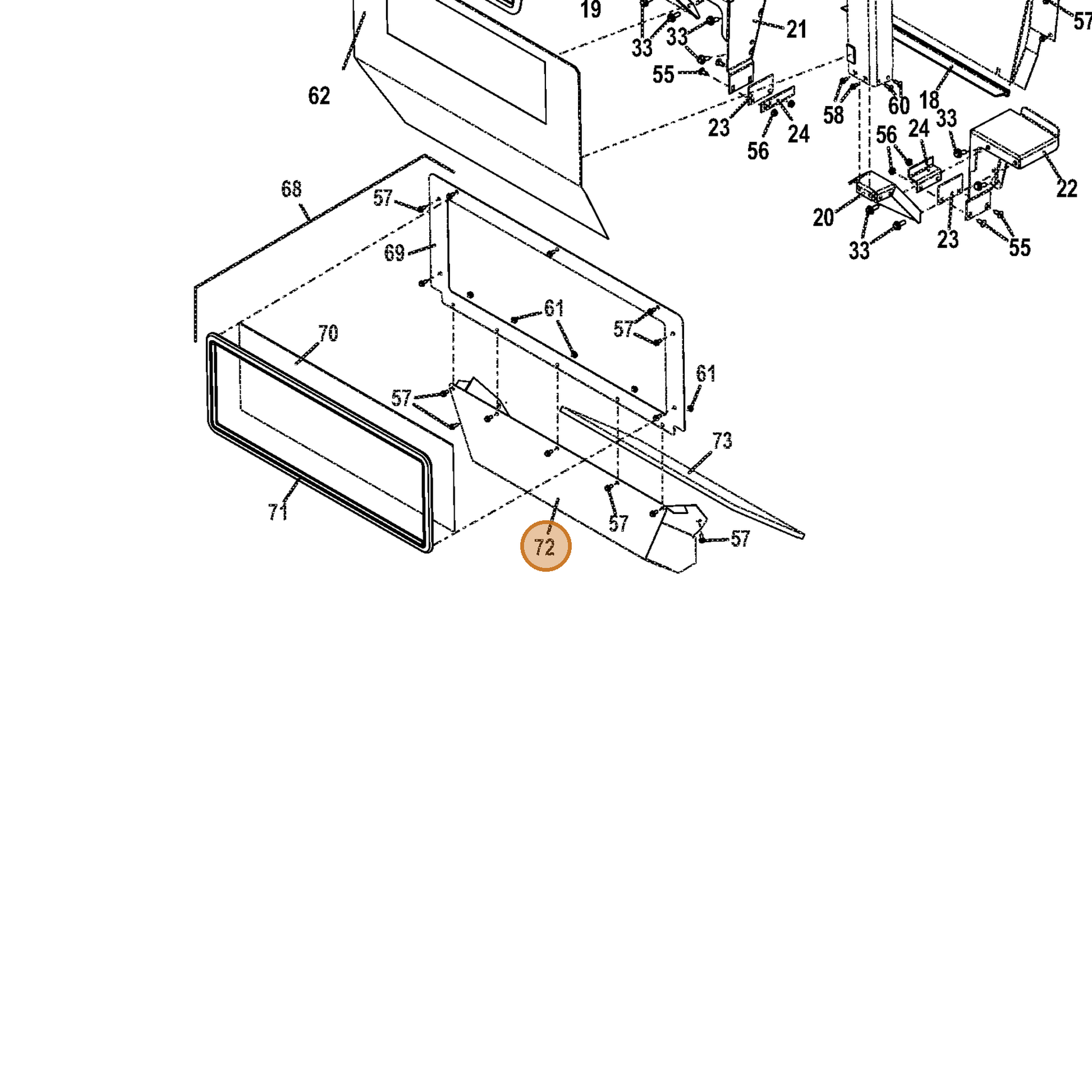 Grasshopper part 645033 — IPL diagram snippet (6x zoom, amber highlight)