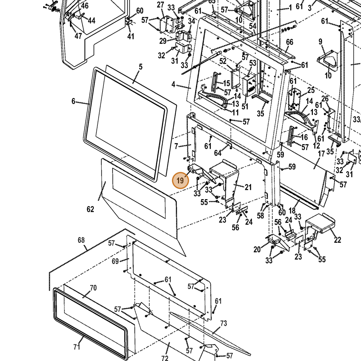Grasshopper part 645040 — IPL diagram snippet (6x zoom, amber highlight)