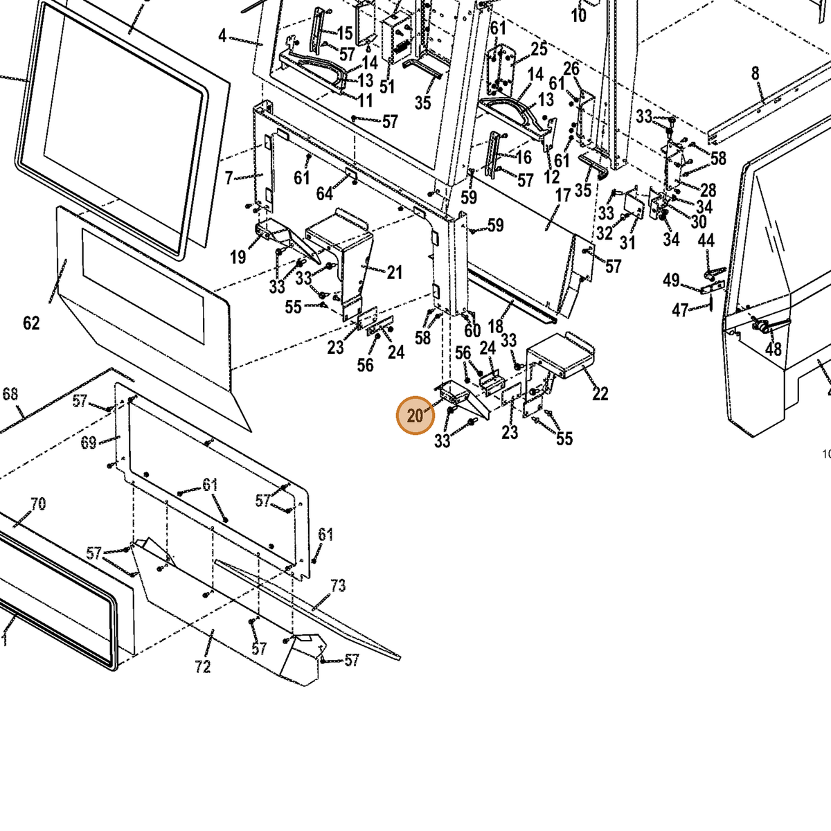 Grasshopper part 645041 — IPL diagram snippet (6x zoom, amber highlight)