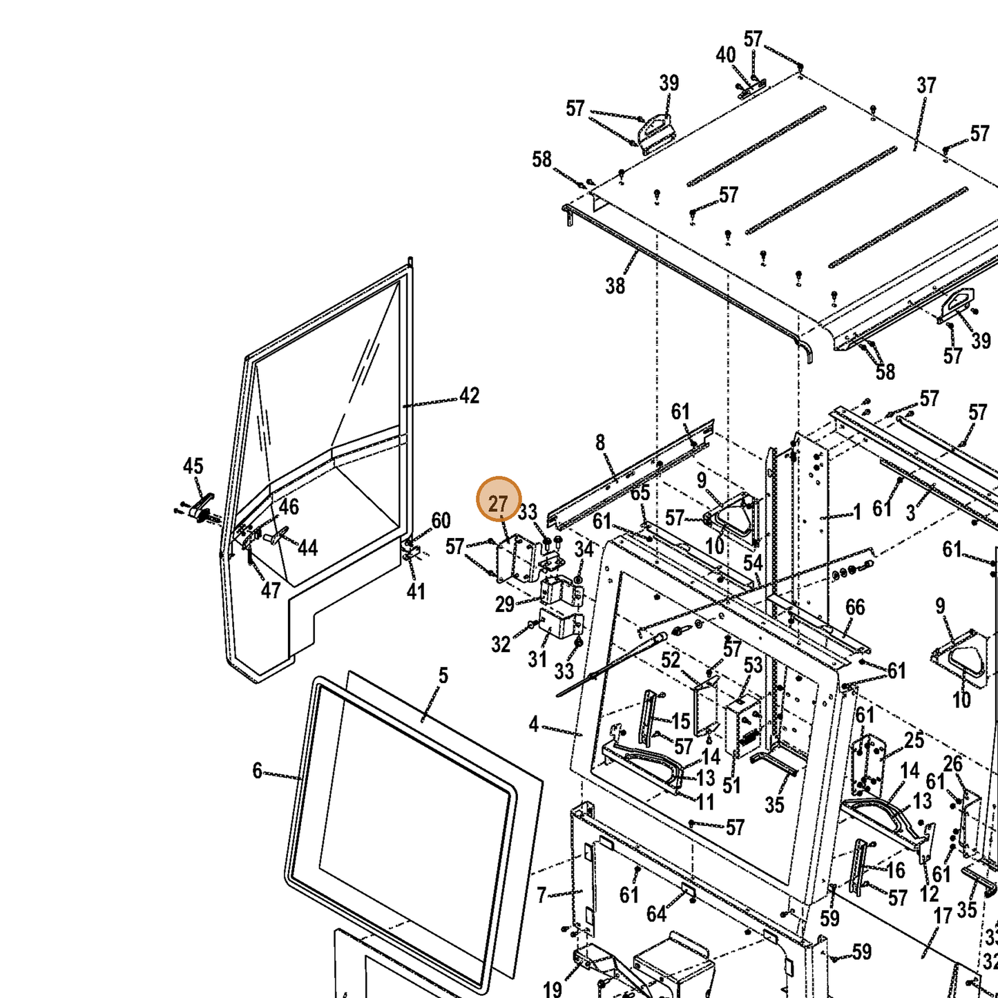Grasshopper part 645042 — IPL diagram snippet (6x zoom, amber highlight)
