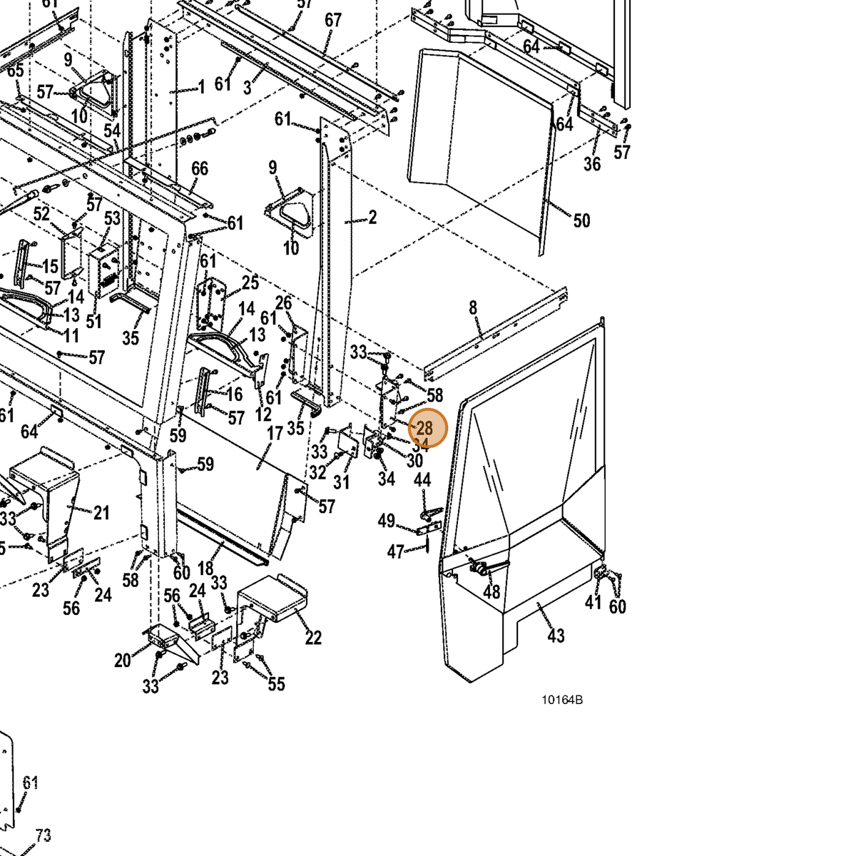Grasshopper part 645043 — IPL diagram snippet (6x zoom, amber highlight)