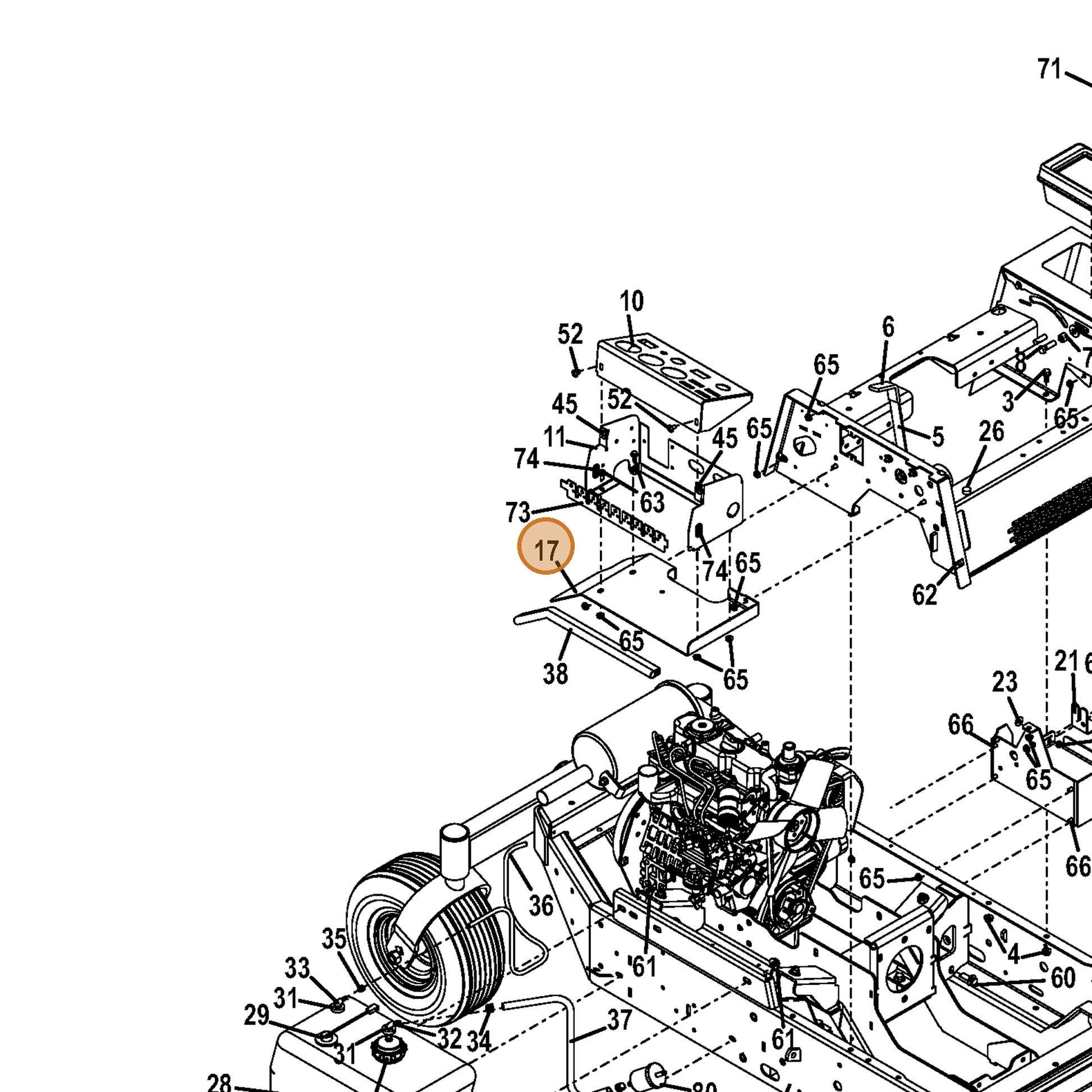 Grasshopper part 645051 — IPL diagram snippet (6x zoom, amber highlight)