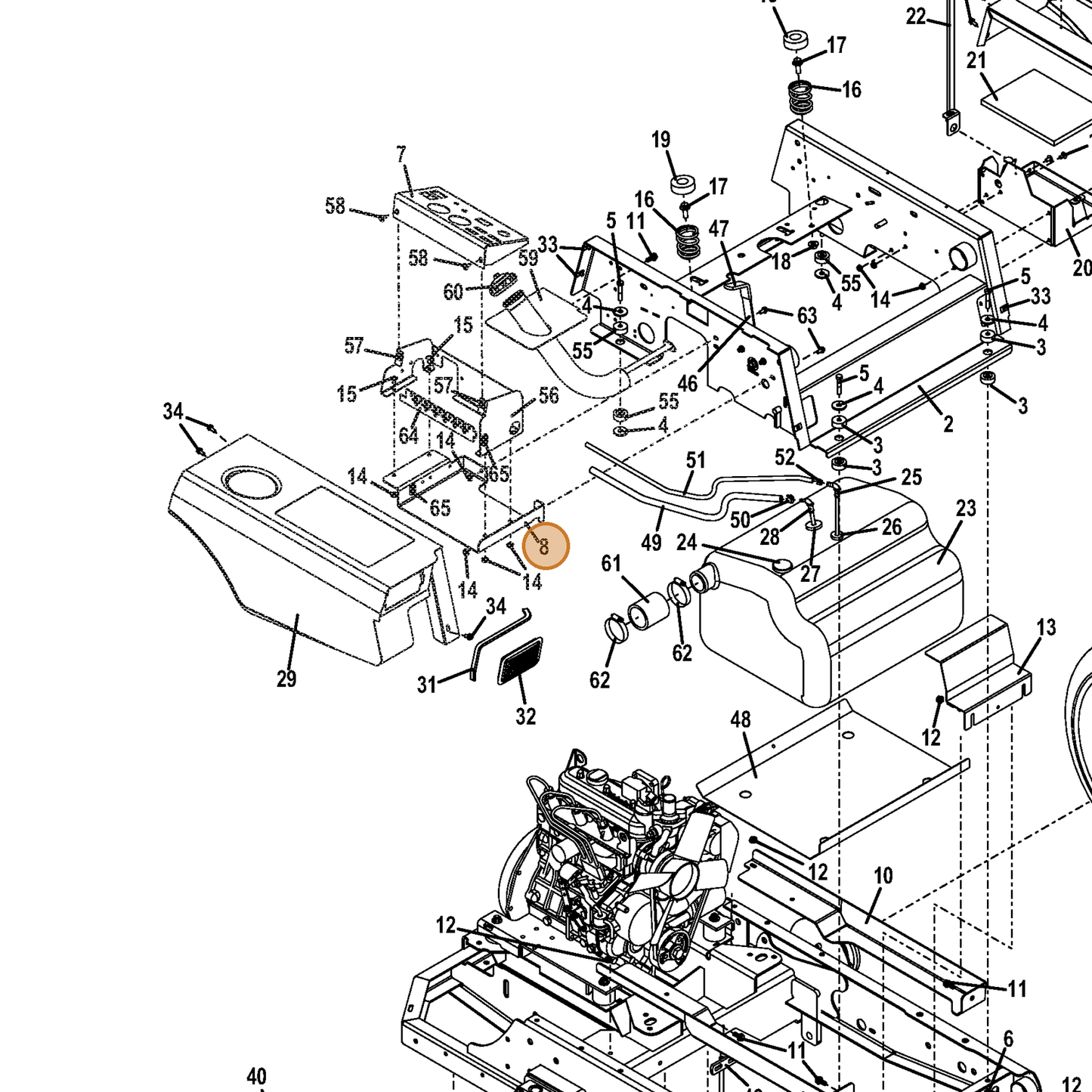 Grasshopper part 645052 — IPL diagram snippet (6x zoom, amber highlight)