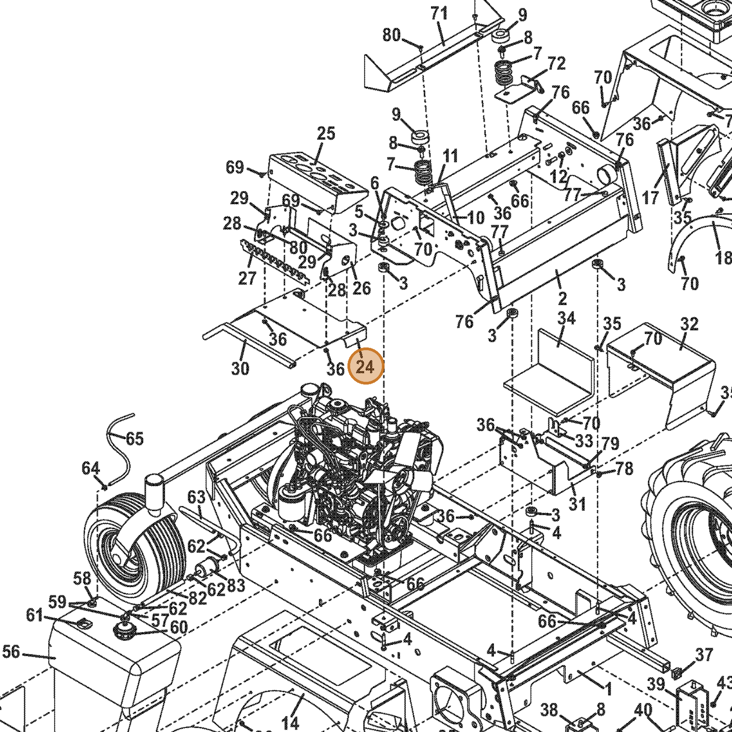 Grasshopper part 645053 — IPL diagram snippet (6x zoom, amber highlight)