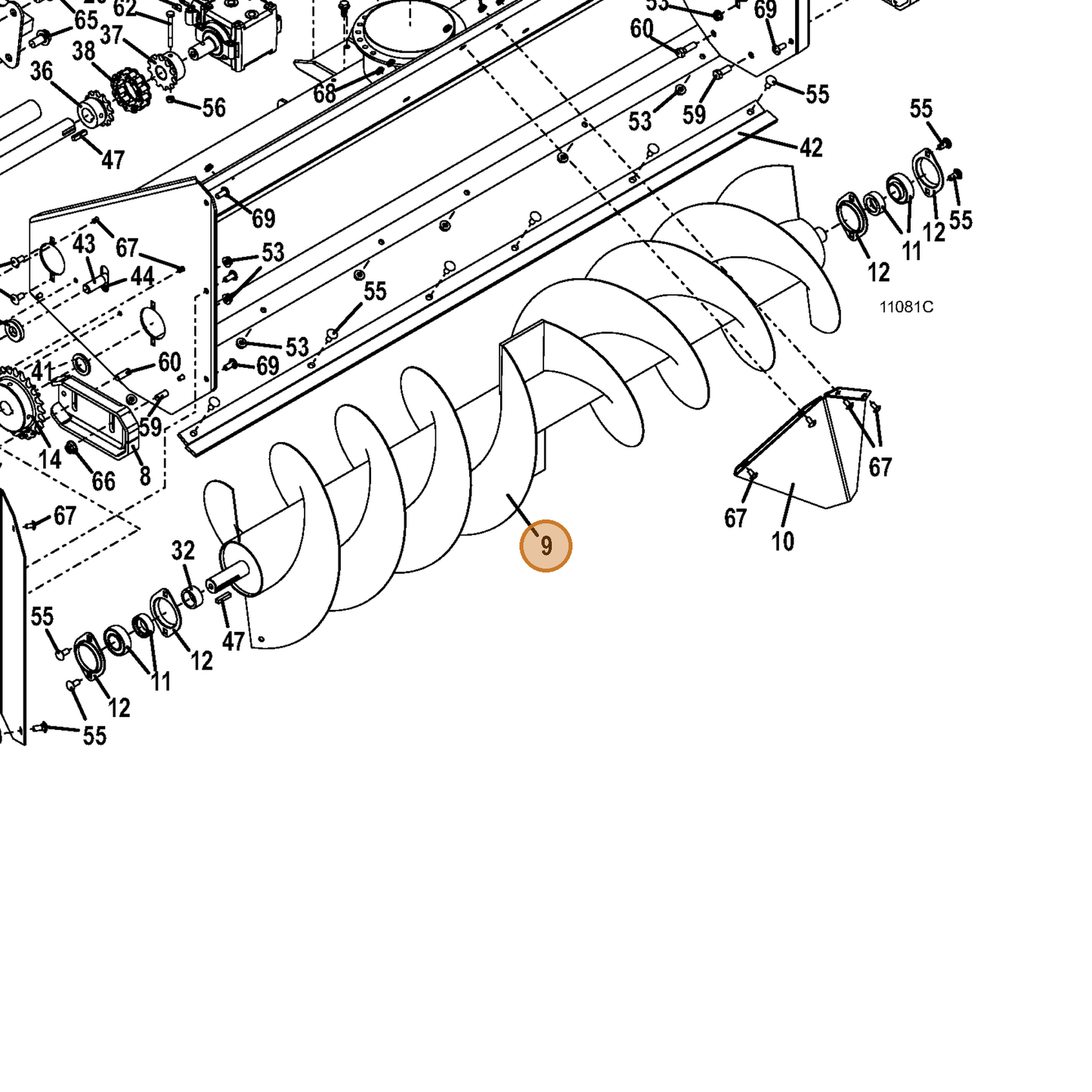 Grasshopper part 645090 — IPL diagram snippet (6x zoom, amber highlight)