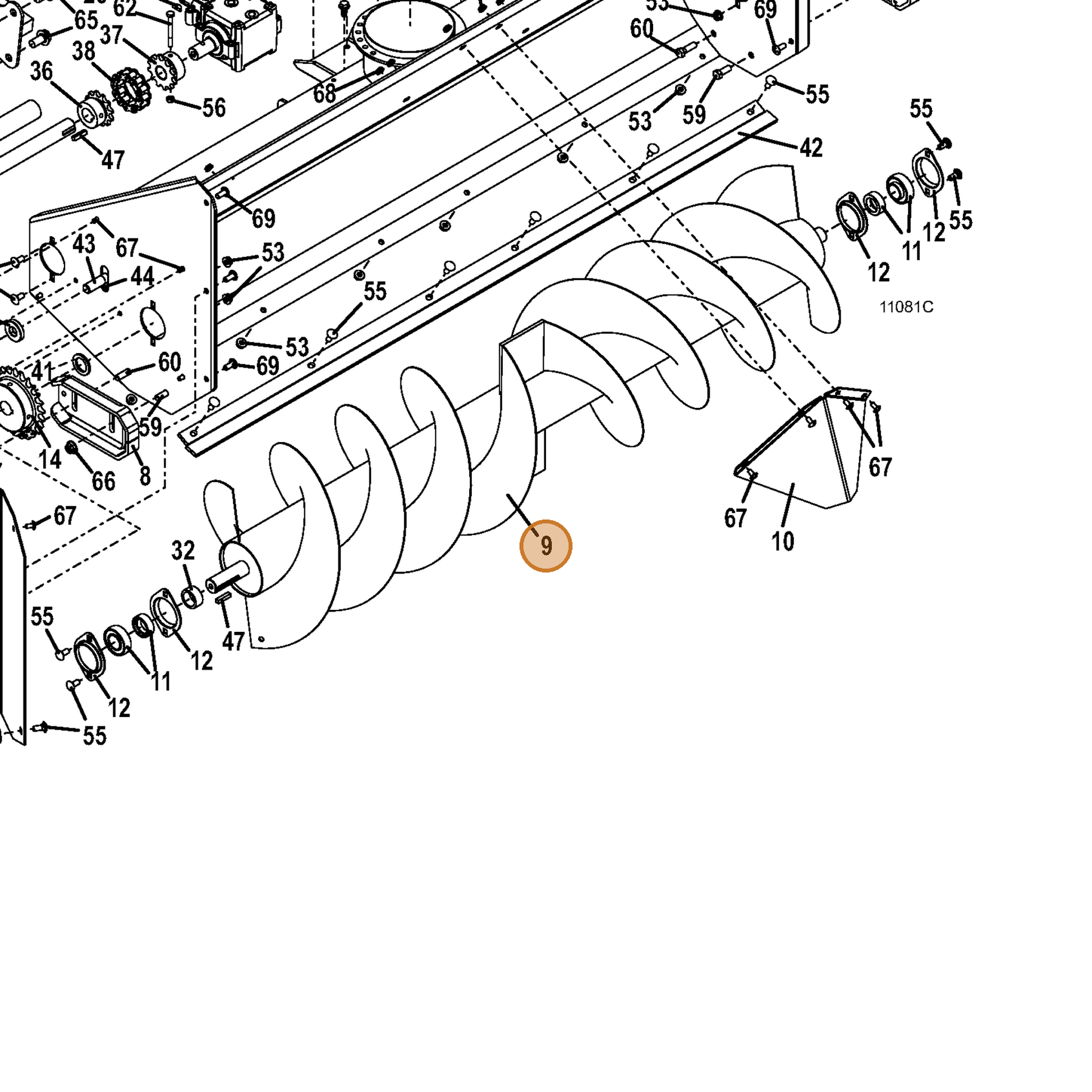 Grasshopper part 645090 — IPL diagram snippet (6x zoom, amber highlight)