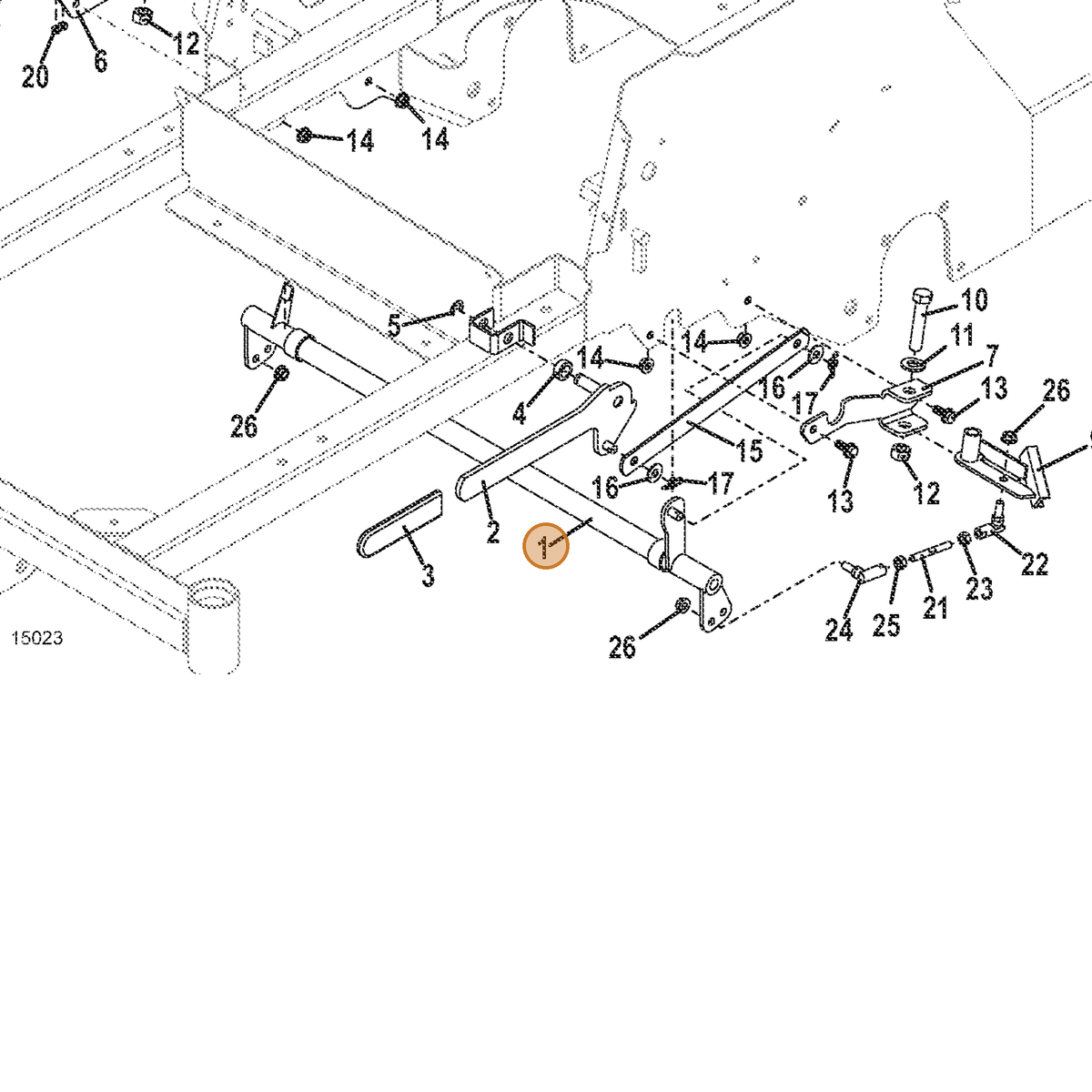Grasshopper part 645104 — IPL diagram snippet (6x zoom, amber highlight)