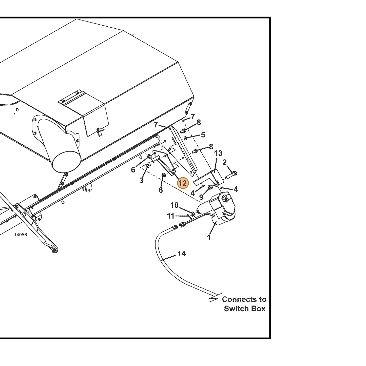 Grasshopper part 645107 — IPL diagram snippet (6x zoom, amber highlight)