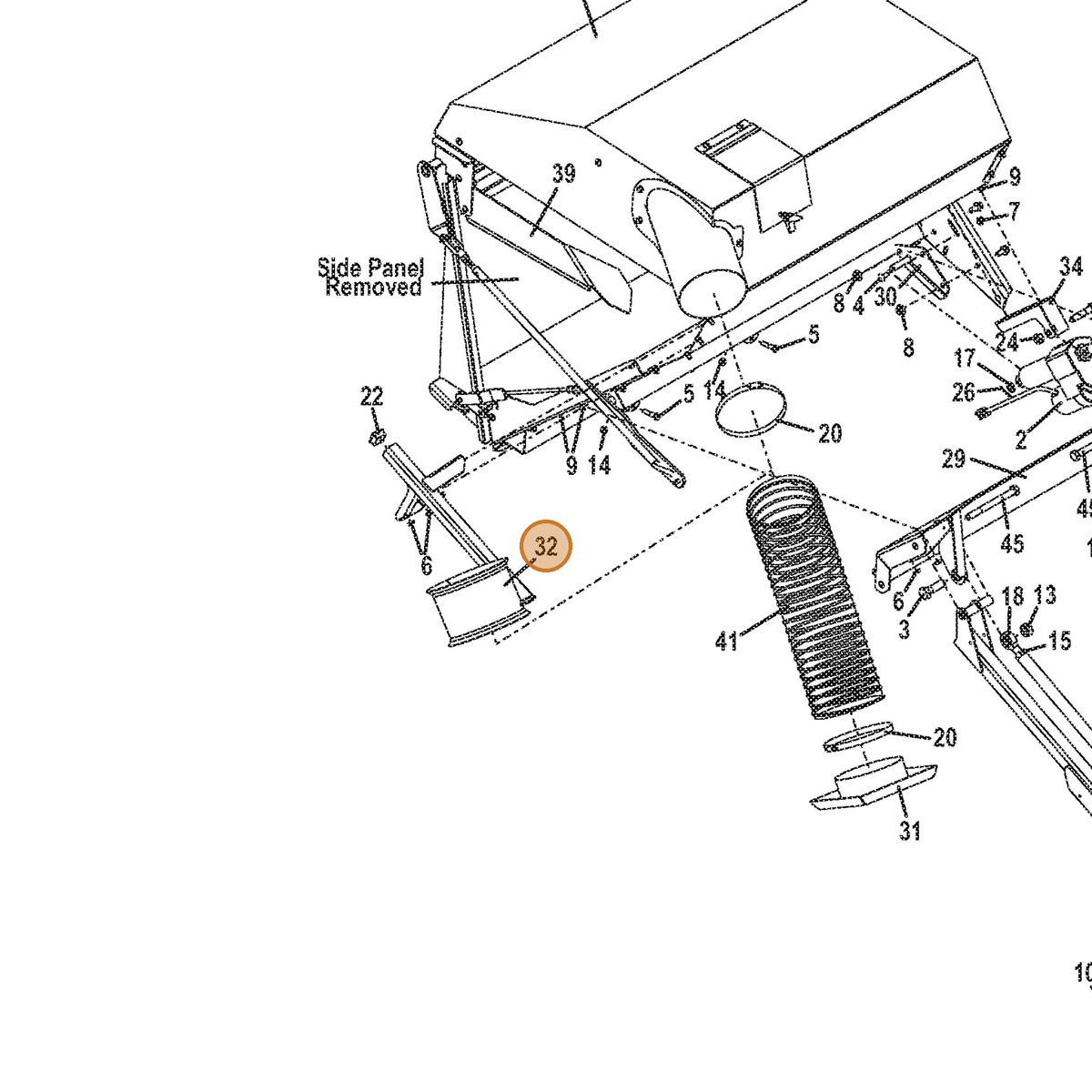 Grasshopper part 645110 — IPL diagram snippet (6x zoom, amber highlight)