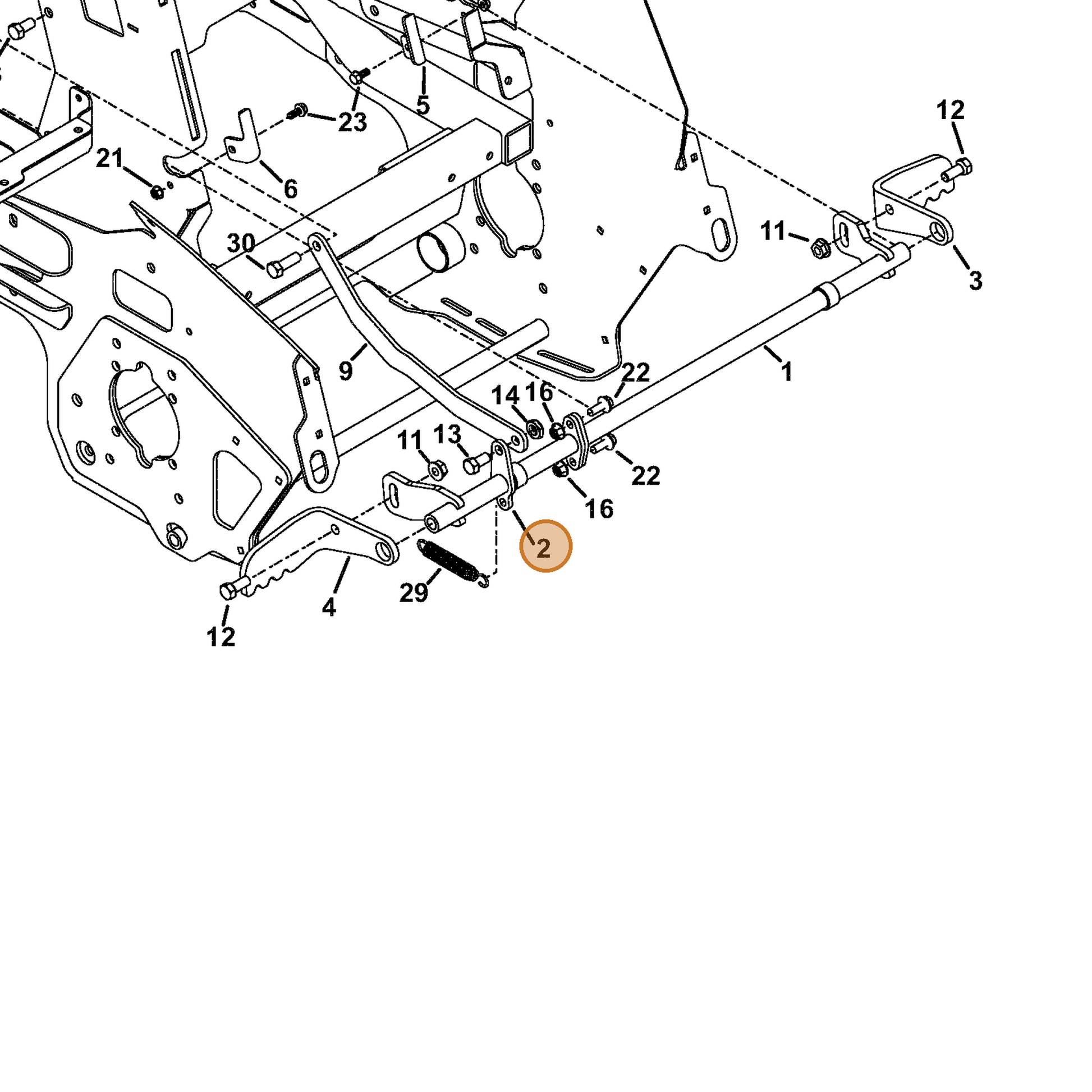 Grasshopper part 645123 — IPL diagram snippet (6x zoom, amber highlight)