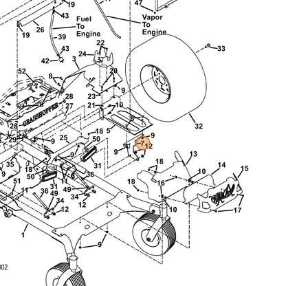 Grasshopper part 645139 — IPL diagram snippet (6x zoom, amber highlight)