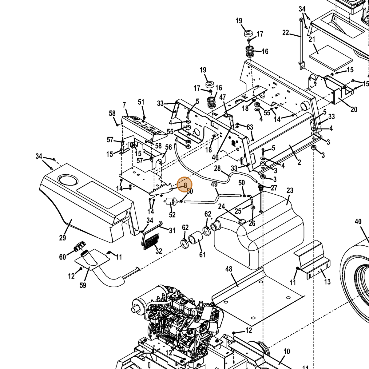 Grasshopper part 645140 — IPL diagram snippet (6x zoom, amber highlight)