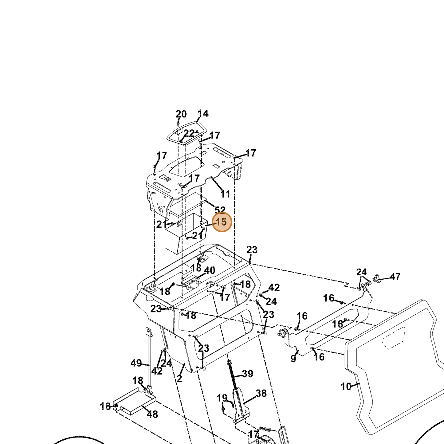 Grasshopper part 645141 — IPL diagram snippet (6x zoom, amber highlight)