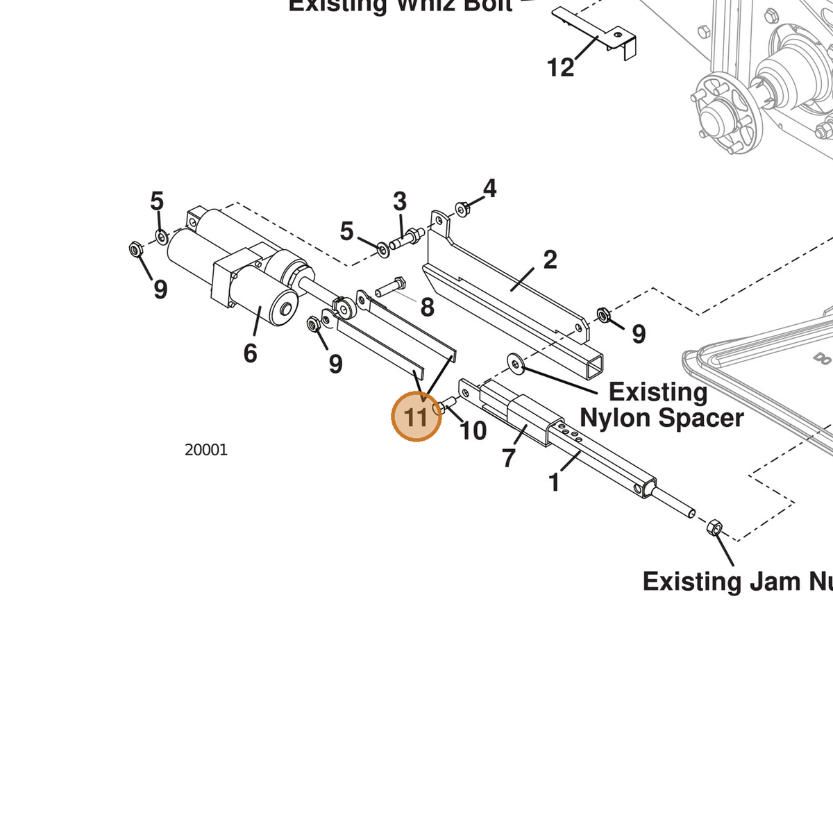 Grasshopper part 645143 — IPL diagram snippet (6x zoom, amber highlight)