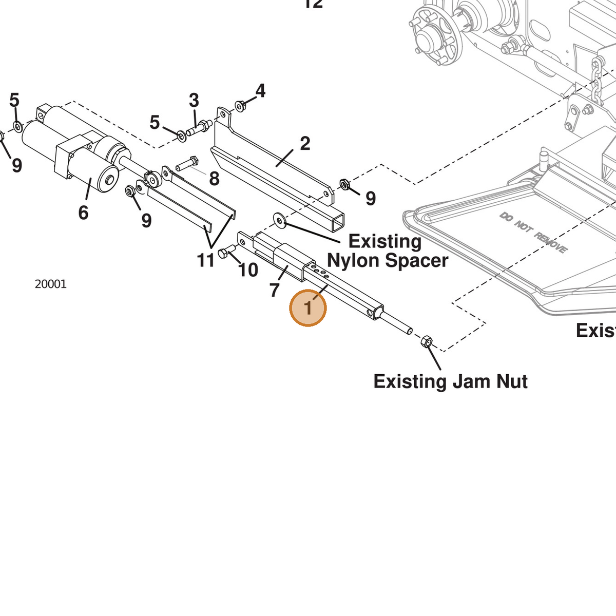 Grasshopper part 645145 — IPL diagram snippet (6x zoom, amber highlight)