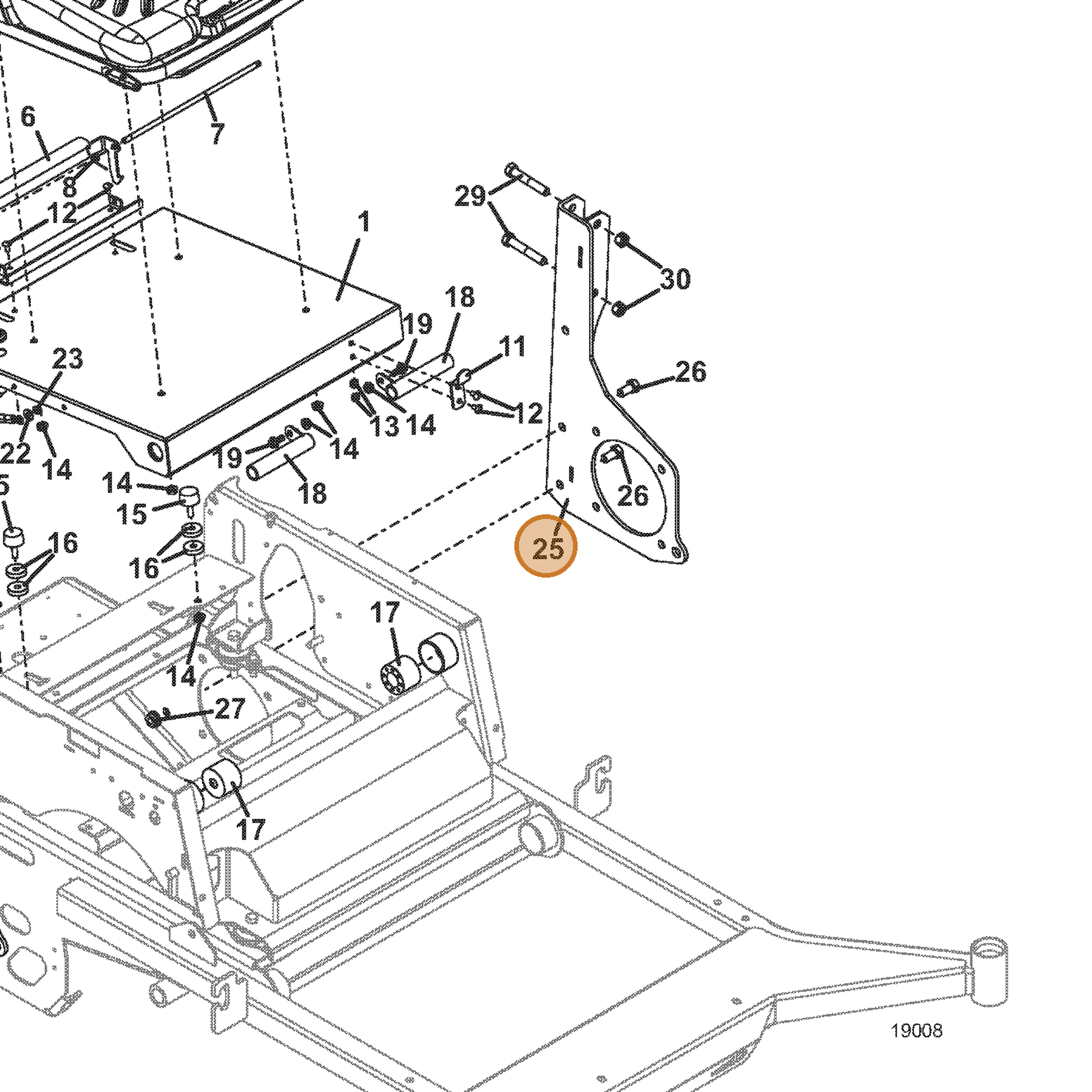 Grasshopper part 645149 — IPL diagram snippet (6x zoom, amber highlight)