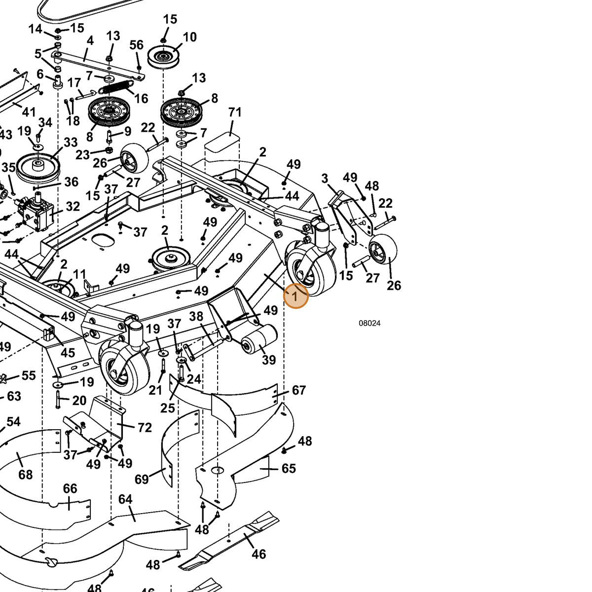 Grasshopper part 645160 — IPL diagram snippet (6x zoom, amber highlight)