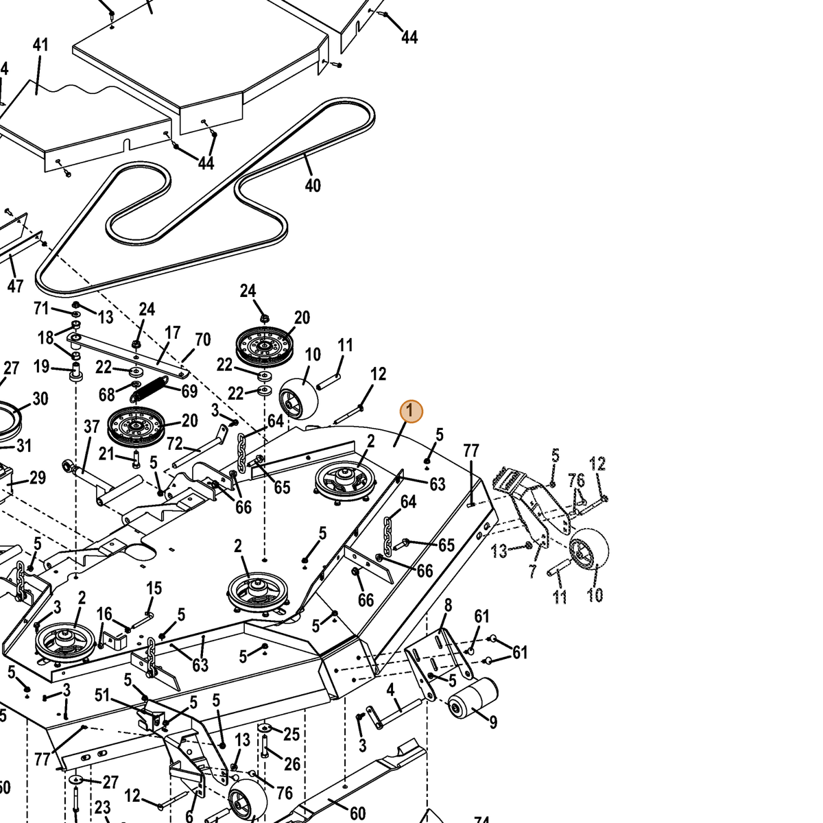 Grasshopper part 645165 — IPL diagram snippet (6x zoom, amber highlight)
