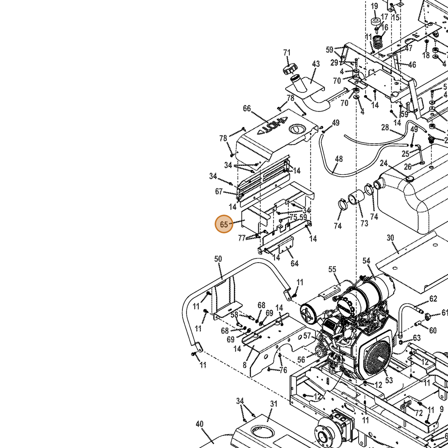 Grasshopper part 645191 — IPL diagram snippet (6x zoom, amber highlight)