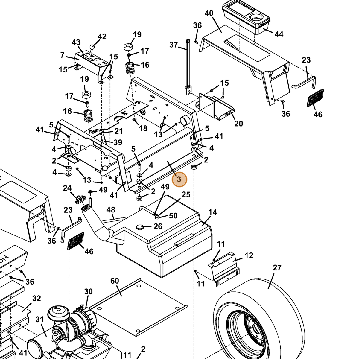 Grasshopper part 645205 — IPL diagram snippet (6x zoom, amber highlight)