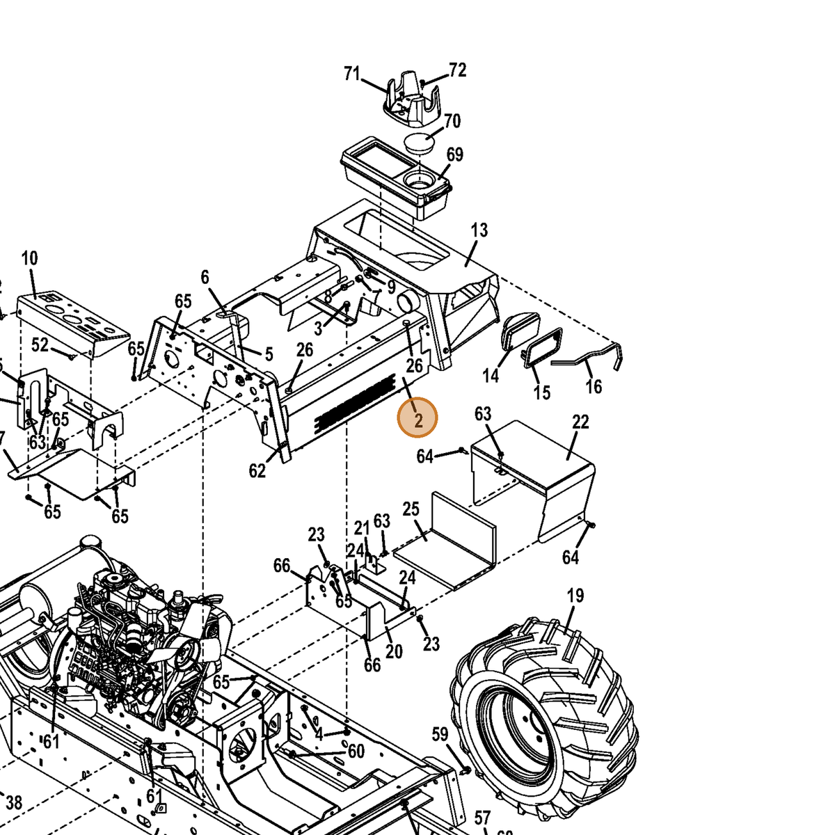 Grasshopper part 645211 — IPL diagram snippet (6x zoom, amber highlight)