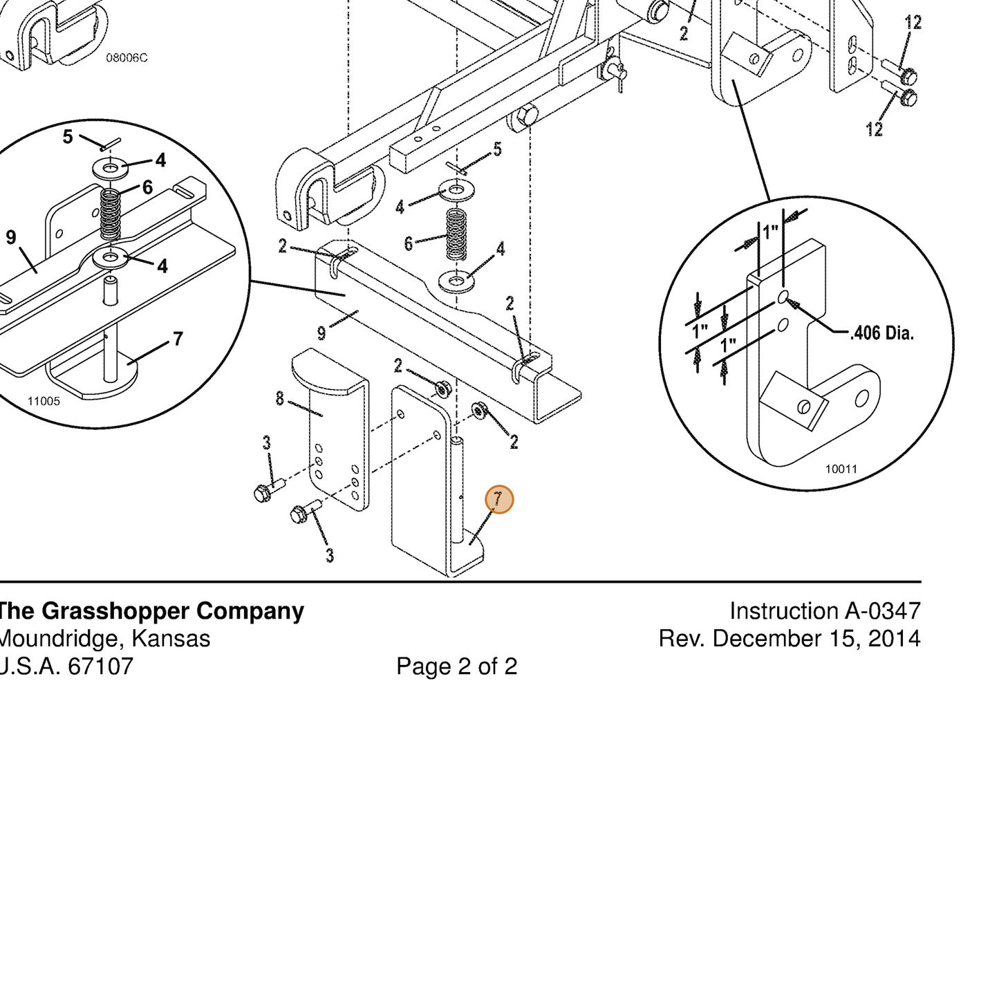 Grasshopper part 645215 — IPL diagram snippet (6x zoom, amber highlight)